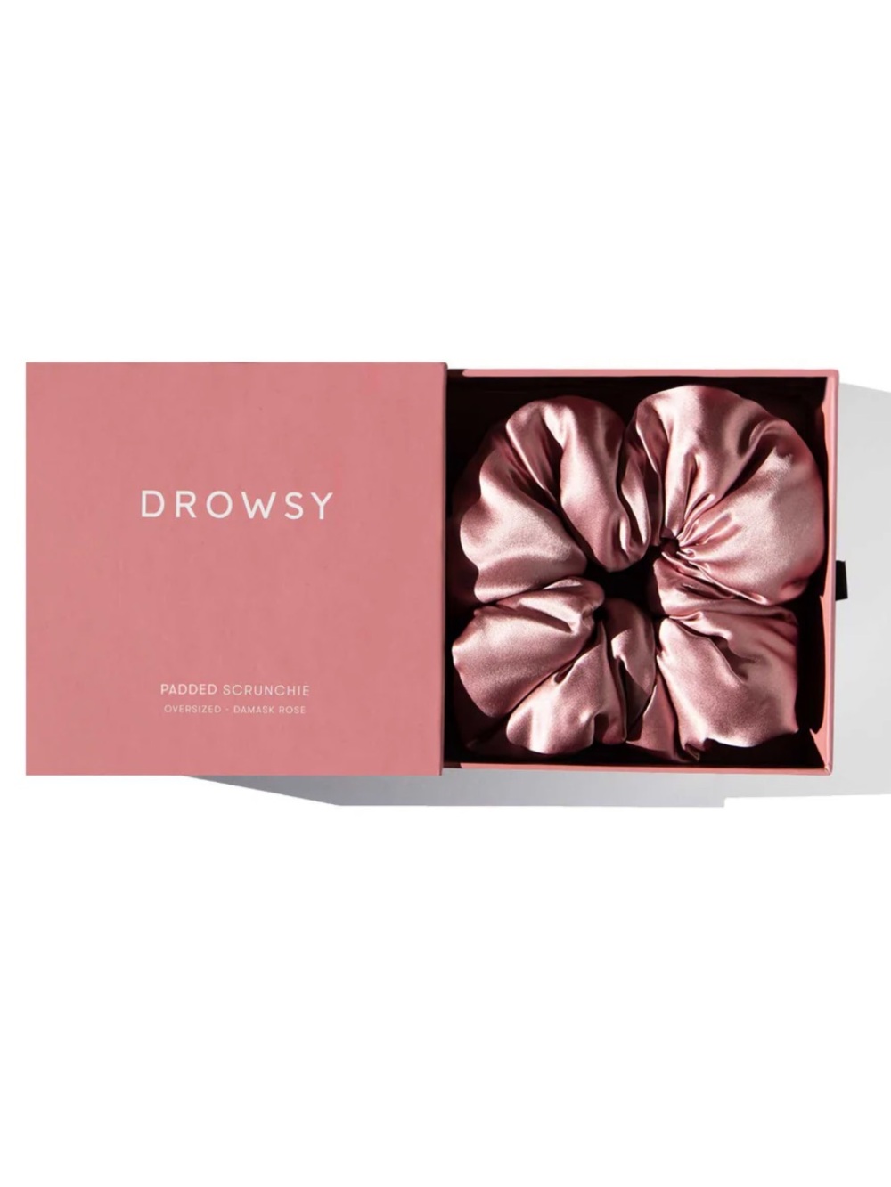 Damask Rose Padded Satin Scrunchie